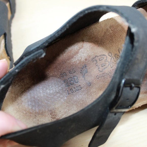 Birki´s by Birkenstock Unisex Black Leather Ankle Strap Sandals Size 39 L8 / M6 - Picture 7 of 9